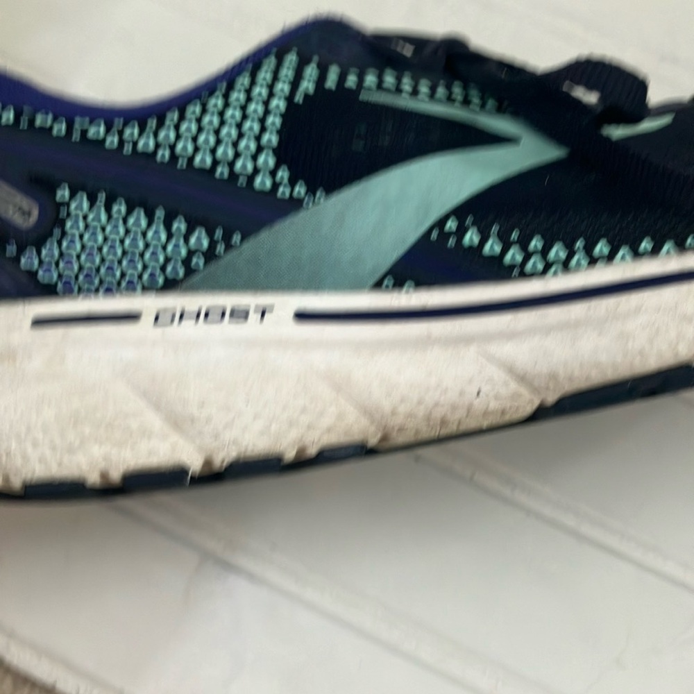 Brooks Ghost 14 Athletic Shoes Navy and Green Mesh Running Footwear - Picture 10 of 11